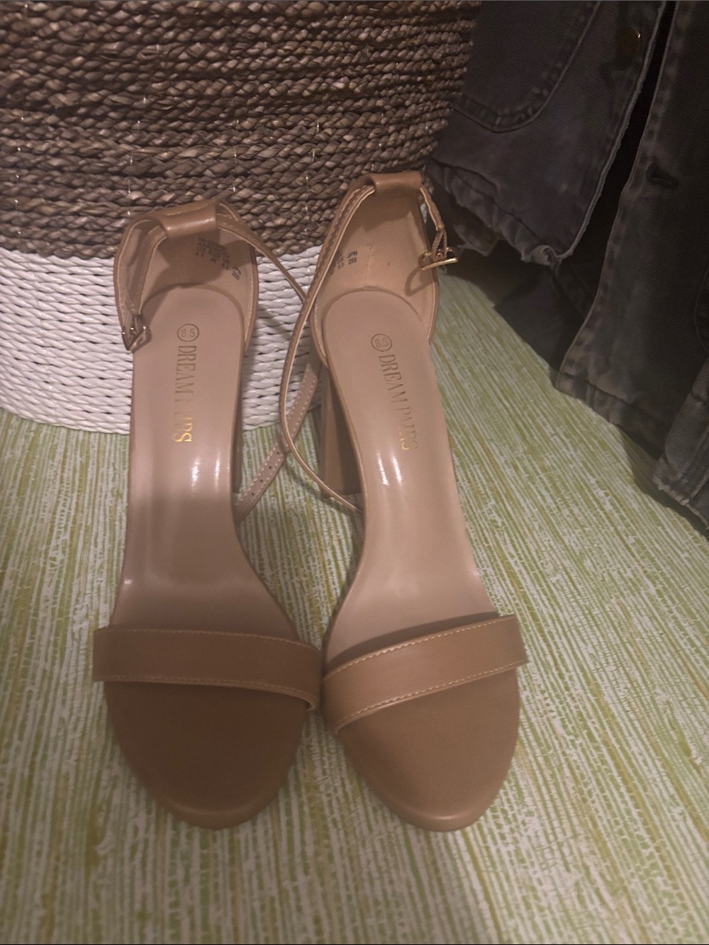 Dream Pairs Nude/Tan Ankle-Strap Block Heel Sandals